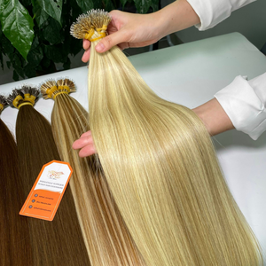 Calidad superior 100% Virgin Russian Nano Tips Keratin Extensión de cabello humano Cutícula completa Extensión de cabello trenzado blanqueado intacto - Product Image 3