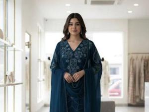 ชุดสาหรี่กะมีซผ้าจอร์เจตต์ปักลายหรูหราสำหรับงานแต่งงานช่วงเทศกาลอีด  แห้งเร็ว เหมาะสำหรับงานปาร์ตี้และงานพิธีแบบดั้งเดิม - Product Image 2