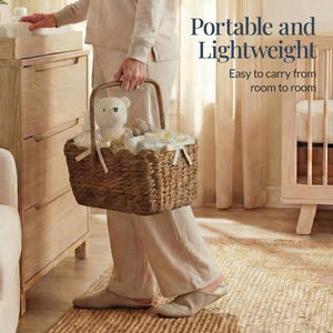 Cesta organizadora de pañales grande y portátil de material natural, ideal para la guardería, hecha de jacinto de agua, para bebés. - Product Image 4