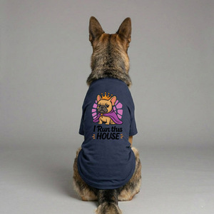 T-shirt en coton premium à col rond pour chien, couleur bleu marine foncé, design n° 100 Vêtements pour animaux de compagnie respirants et légers pour tous les jours - Product Image 1