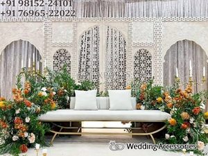 Escenario de Boda Estilo Ventana Americana, Estructuras de Fondo de Boda Blancas Lujosas, Configuración de Escenario de Boda Asiática Más Vendida, Venta en el Reino Unido - Product Image 3