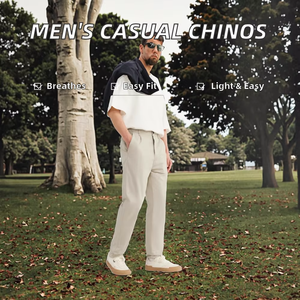 Pantalones Chino para Hombre, Ligeros, Versátiles, Casuales, de Pierna Recta, Teñidos, con Botones, Transpirables, de Secado Rápido, Impermeables, con Protección UV 100% - Product Image 4
