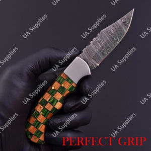 Industrial Grade Damascus Steel Back Lock Foldable <b>Utility</b> Pocket <b>Knife</b> Customized Colorful Handle 3.5in Drop Point Straight - Product Image 5