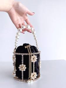Bolso de mano Potli de algodón hecho a mano con cuentas, bordado de seda, bolso de hombro nupcial con correa de cadena, cartera de moda de lujo para fiesta de bodas - Product Image 5