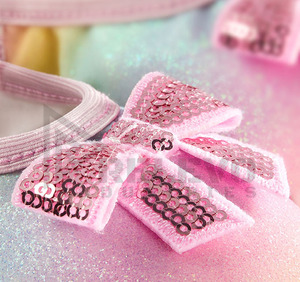 Chaussons de danse pour filles, semelle souple, paillettes arc-en-ciel, sangle élastique, avec nœud, pour la pratique de la danse. - Product Image 2