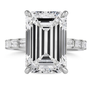 9.50 Carat Emerald Cut Yellow <b>Gold</b> Rhodium Plated Diamond Baguette Band <b>Ring</b> for Engagement & Anniversary - Product Image 3