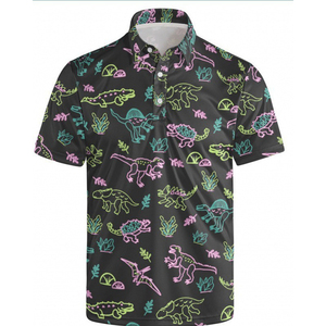 เสื้อโปโลพิมพ์ลายทั้งตัว New Beach Resort ขายส่ง เสื้อโปโลแขนสั้นทรงเข้ารูป ผ้าโพลีเอสเตอร์ ปกเสื้อแบบวินเทจ ติดกระดุม - Product Image 3