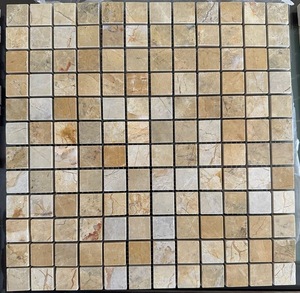 Hastone Square <b>Mosaic</b> Marble Tile Polished Beige Lemon Yellow Water Resistant Eco-Friendly 8mm 5 Year Warranty Modern Interior - Product Image 1