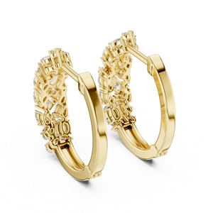 Luxury Multi Shape Diamond <b>Hoop</b> <b>Earrings</b> 18K Pure Gold Lab Grown Diamond 0.80 CTW VVS Bridal Anniversary Fine Jewelry for Women - Product Image 5