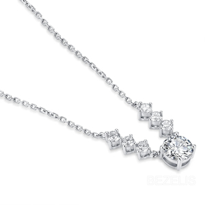 Collier élégant en argent sterling avec diamants de laboratoire en forme de V, cadeau de luxe - Product Image 3