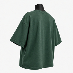Camiseta Verde Lavada Oversize para Mujer con Estampado de Hojas Abstractas, Ajuste Holgado Casual, Algodón, Precio Económico, Venta al por Mayor, OEM 2026 - Product Image 2