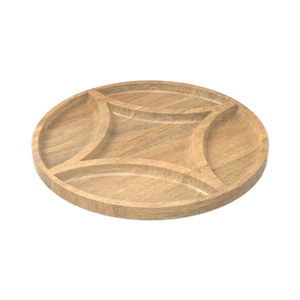 Hot Fancy Mango Wood Round Tray 4 Section Fancy Hot Sale Tray Diseño único Bandeja para servir para la decoración del hogar y el uso de la cocina - Product Image 1