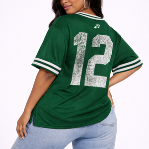 Camiseta de fútbol americano de malla verde con cuello en V, ajuste holgado, personalizada, para entrenamiento, del fabricante - Product Image 3