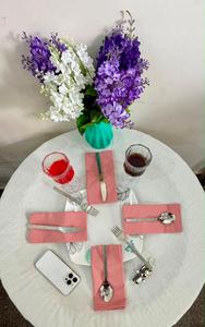 Wholesale Indian Handmade Cotton <b>Linen</b> Napkins Beautiful Dusty Pink Color High Soft Customizable Square Simple Design Wedding - Product Image 3