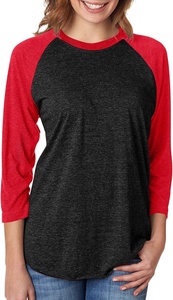 Top qualité femmes à manches longues 100% coton 160 grms Raglan T-Shirt filles trois-quarts manches t-shirt femmes T-Shirts vêtements - Product Image 4