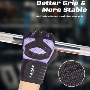 Gants de sport légers en cuir à demi-doigts avec maintien sécurisé et design respirant pour l'entraînement physique unisexe, fabriqués au Pakistan - Product Image 4