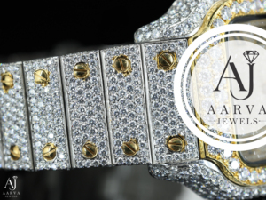 Montre mécanique en acier inoxydable avec incrustation de diamants, affichage analogique, bracelet de 20 mm, pierres précieuses, montre de luxe - Product Image 6