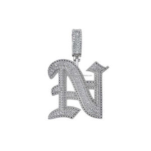 Custom " AN " <b>Letter</b> Pendant Moissanite Diamond Iced Out Hip Hop Necklace Luxury Bling Jewelry Gift - Product Image 3