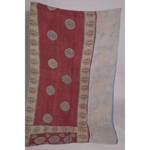 Colcha Kantha Gudri de Algodón Indio, Estampado Vintage, Reversible, para Sofá, Cama y Dormitorio - Product Image 1