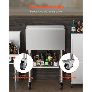 Carrello Refrigerante Commerciale in Acciaio Inox da 61,6 L con Coperchio Scorrevole, Contenitore per Ghiaccio e Bevande 24 X 19,1 X 36,8 - Product Image 4