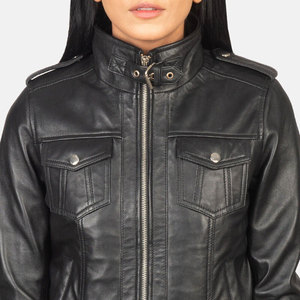 Wholesale Motorcycle Ladies genuine Sheep <b>Leather</b> <b>Jacket</b> Ladies Cropped Bomber Style Fashion Spring <b>Real</b> <b>Leather</b> Women <b>Jacket</b> - Product Image 5