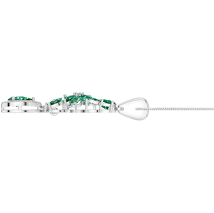 Pendentif goutte de luxe en argent sterling et or blanc 3 carats émeraude pierre précieuse marquise forme de poire à la mode conception florale bijoux fins - Product Image 2