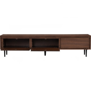 Premium <b>Walnut</b> Tone Midcentury Modern TV Stand Media Console <b>Cabinet</b> with 3 Drawers Slim Leg Living Room Furniture Fits 65"+ TVs - Product Image 4