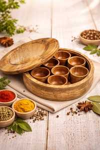 Traditional Wooden Spice Organizer <b>Box</b> for Kitchen Storage Serving Seasonings and Home Decor Applications - Product Image 1