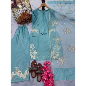 Conjunto de Top y Plazzo de fiesta para mujer de diseñador con atuendo de noche elegante Dupatta - Product Image 3