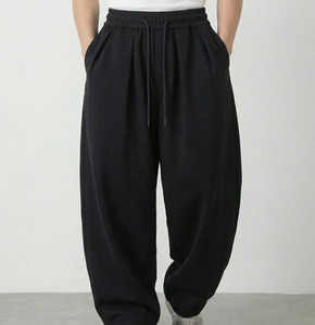 <b>Men's</b> Mid Waist Loose Fit <b>Baggy</b> <b>Trousers</b> Relaxed Straight Leg Breathable Polyester/Cotton Acid Wash Elastic Sporty Pants - Product Image 2