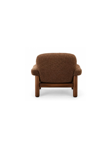 Fauteuil rembourré moderne avec pieds en bois massif, tissu marron, design mid-century, pour salon ou appartement - Product Image 6