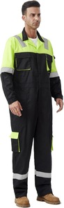 Combinaison de travail unisexe haute visibilité certifiée Oeko-Tex, imprimée à l'écran, en polyester, avec bandes réfléchissantes, combinaison de sécurité industrielle - Product Image 3