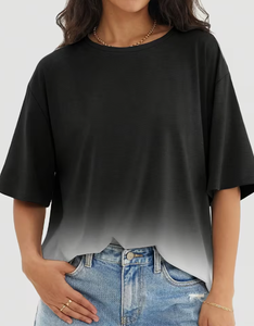 Oversized Plus Size Women's Gradient Color Crew Neck Short Sleeve T-<b>Shirt</b> Short Length Jersey Fabric Casual Anti-Wrinkle - Product Image 6