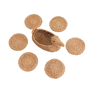 Panier en rotin fait main en forme de canard avec 6 dessous de verre, ensemble de tapis à boissons en osier pour table à manger, vente en gros, directement de l'usine du Vietnam - Product Image 5