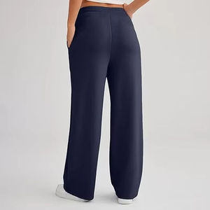 Pantalones Deportivos de Felpa para Mujer, Cintura Media, Pierna Ancha, Cordón Ajustable, Color Sólido, Casuales, Largos, con Bolsillos, para Verano, de Secado Rápido y Transpirables - Product Image 2