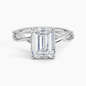BOJ <b>Ring</b> 014 Emerald Cut 925 <b>Silver</b> Ayla Twist <b>Solitaire</b> <b>Ring</b> Engagement <b>Ring</b> GRA Certified 2ct D Color VVS1 Moissanite <b>Ring</b> - Product Image 1