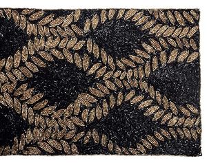 Embroidered Geometric <b>Table</b> <b>Runner</b> Black Gold Rustic Home Decor Washable - Product Image 4