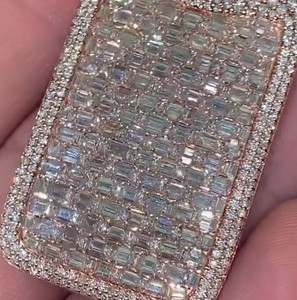 Diseño Atractivo, Joyería de Moda en Oferta, 18.5 CTS, Plata 925, Corte Esmeralda, Estilo Hip Hop, Colgante de Moissanita Rosa - Product Image 2