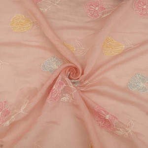 Tela de Bordado Premium con Textura de Malta, Tela de Poliéster Suave con Malla de Georgette y Encaje, Estampado Floral, Tela de Diseño para Vestidos de Novia - Product Image 1
