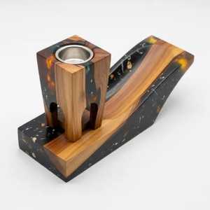 Support de brûleur d'encens en résine à motif bois avec insert métallique, encensoir arabe Bakhoor, diffuseur de parfum de table - Product Image 1