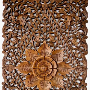 Panel decorativo de pared con tallado en madera de diseño antiguo, con acabado perfecto y tamaño estándar. - Product Image 1