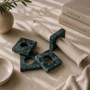 Anillos de Servilleta Cuadrados de Resina de 4.5cm de Ancho, Decoración de Mesa Estilo Wabi Sabi, Diseño Duradero para Bodas, Fiestas y Hogar - Product Image 6