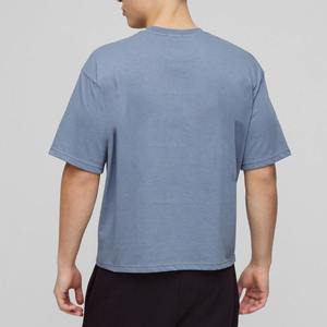 Custom Blue Grey Oversized T Shirt Heavy Cotton Streetwear Tee Premium oversized loose fit T Shirt Men Drop shoulder streetwear - Product Image 4