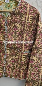 Veste courte matelassée à imprimé floral fait main avec poches, confort doux, qualité supérieure, coton écologique, respirant - Product Image 2