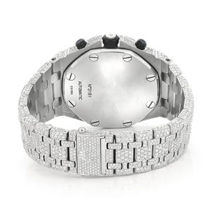 Reloj de Cuarzo de Acero Inoxidable para Hombre, Modelo Hip Hop, con Incrustaciones de Diamantes Moissanite VVS, Correa de 20 mm, Esfera de Cristal - Product Image 6