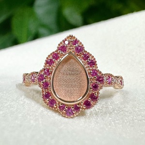 Bague en argent 925 plaqué or 18 carats, 6x8mm, avec sertissage CZ, design floral, forme goutte d'eau, pour lait maternel, à personnaliser, bijou souvenir DIY - Product Image 4