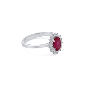 Anillo de Plata de Ley 925 con Rubí y Circonita Cúbica Ovalada para Hombre, de Ivaan Jewels, con Halo, para Compromiso o Boda, Chapado en Rodio - Product Image 5