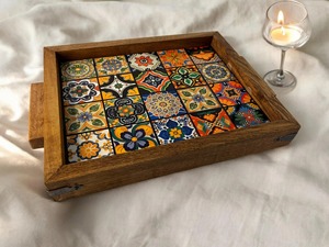 Bandeja de Madera con Diseño Bohemio y Estampado Étnico para Decoración del Hogar Estilo Boho, Bandeja de Servicio al por Mayor - Product Image 4