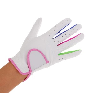 Women's White Golf <b>Gloves</b> Pink Trim Breathable Soft <b>Grip</b> Custom Logo OEM Premium Sports Golf <b>Glove</b> Left Hand - Product Image 5