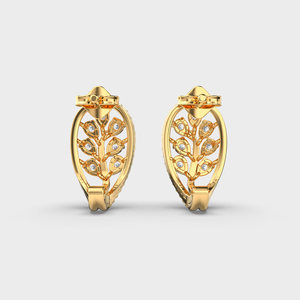 IGI Certified Lab Grown Diamond Oval Floral Cluster Stud Earrings 14K Yellow / White / Rose Gold Vintage Beaded <b>Frame</b> Earrings - Product Image 4